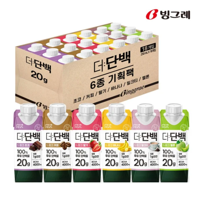 빙그레 더단백 250ml 6종 혼합 18개 단백질 음료