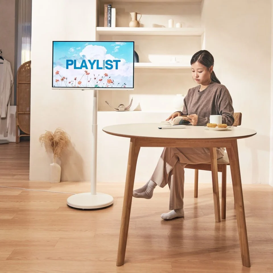 와이드무빙뷰 화이트에디션 삼탠바이미V3 셋트 QLED 109cm(43인치) UHD 4K 스마트 이동식 TV 유압식 높이조절 중소바이미 자가설치